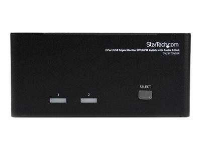 StarTech 2 Port Dreifach Monitor DVI USB KVM Switch mit Audio und USB 2.0 Hub - Tripel Monitor KVM Umschalter - KVM-/Audio-/USB-Switch - 2 x KVM/Audio/USB - 1 lokaler Benutzer - Desktop - für P/N: SVA12M2NEUA, SVA12M5NA
