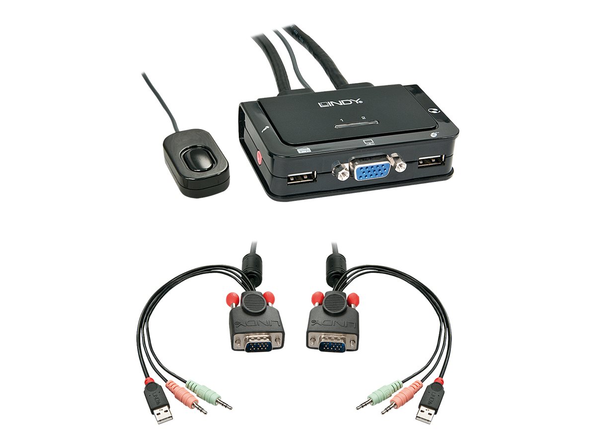Lindy VGA KVM Switch Compact USB 2.0 Audio 2 Port - KVM-/Audio-/USB-Switch - 2 x KVM/Audio/USB - 1 lokaler Benutzer - Desktop