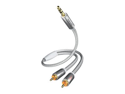 in-akustik Premium Audio - Audiokabel - Mini-Stecker männlich zu RCA x 2 männlich - 3 m - Doppelisolierung - weiß, Silber