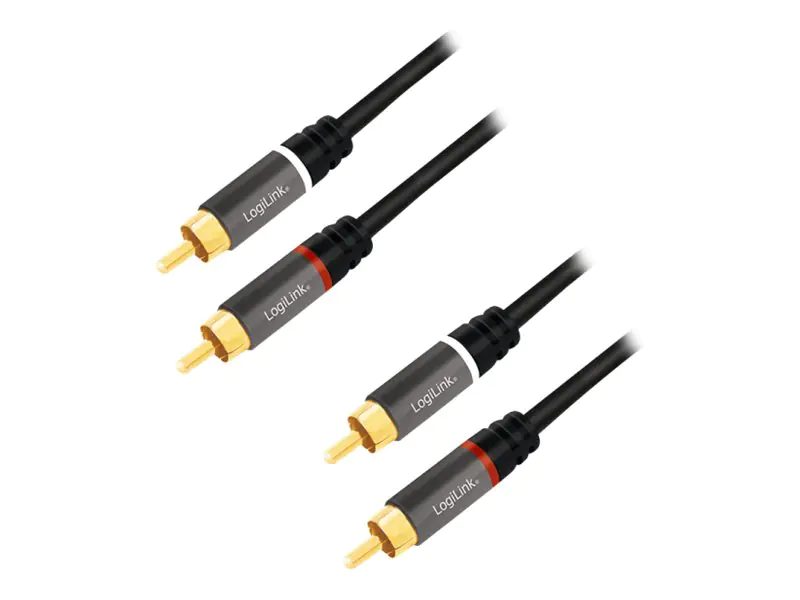 LogiLink - Audiokabel - RCA x 2 männlich zu RCA x 2 männlich - 50 cm - abgeschirmt - Schwarz
