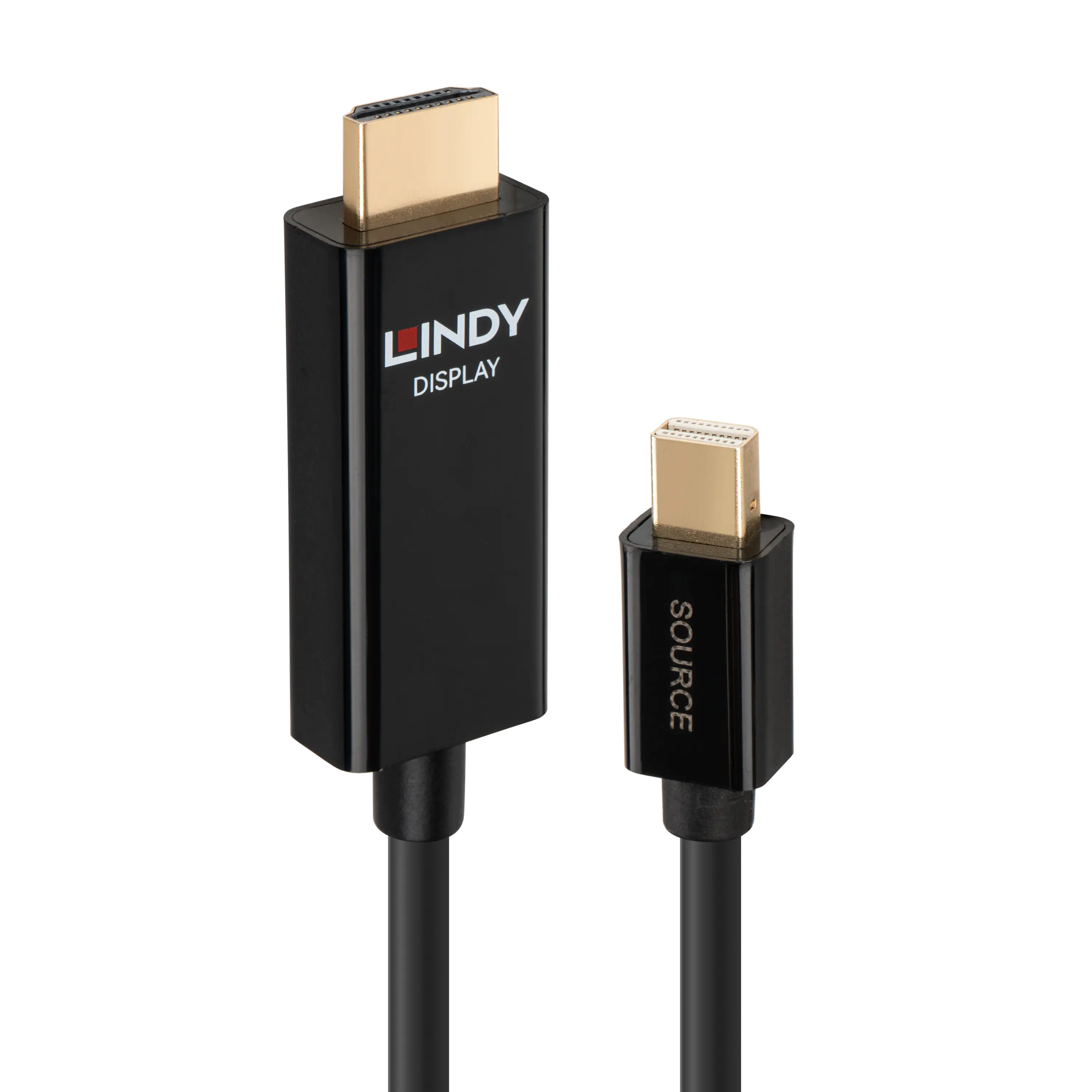 Lindy - Adapterkabel - Mini DisplayPort männlich zu HDMI männlich - 2 m - abgeschirmt - Schwarz - rund, 4K Unterstützung, aktiver Chip