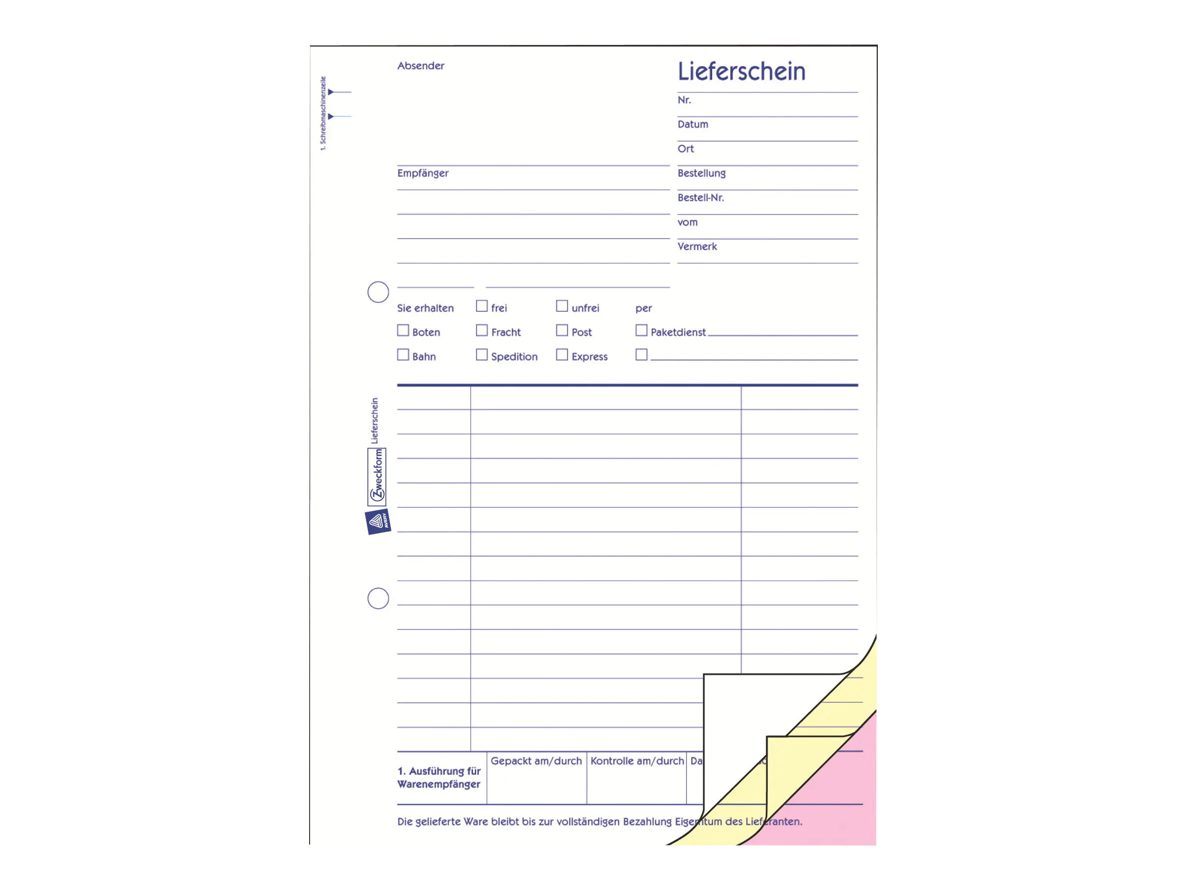 Avery Zweckform Lieferliste - 50 Blatt - A5 (148 x 210 mm) 721