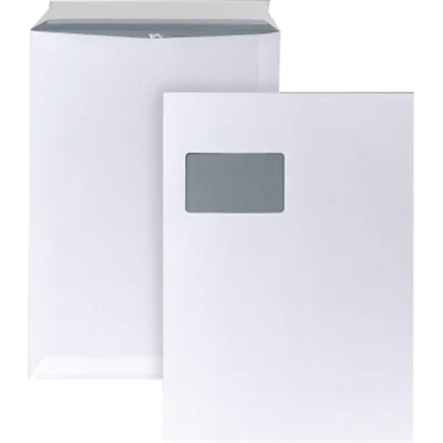 POSTHORN Versandtasche DIN C4 229 x 324 mm (B x H) mit Fenster 90g/m² mit Haftklebung Papier ohne Fadenverstärkung weiß 250 St./Pack.
