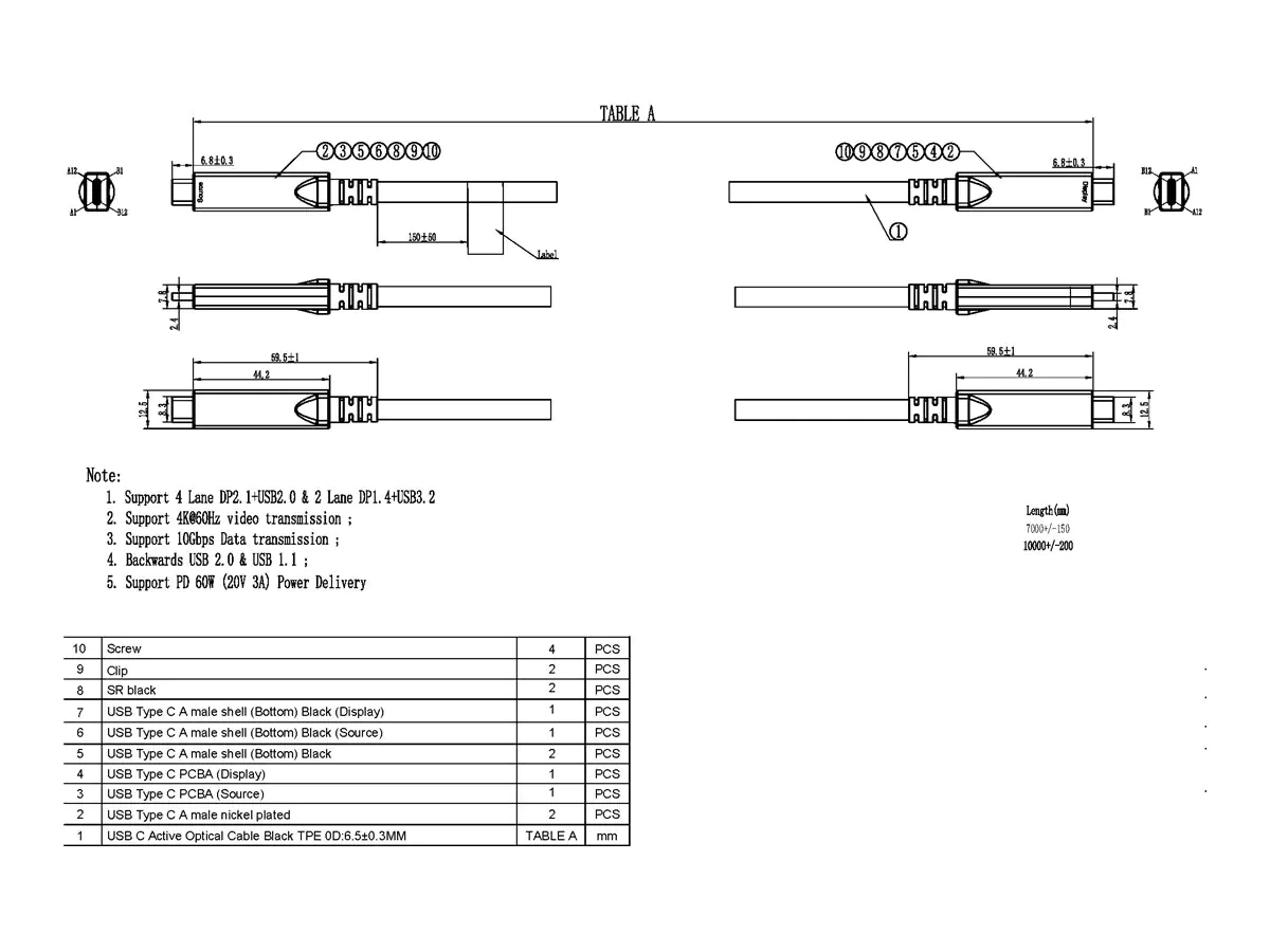 TECH DATA Vision - USB-Kabel - 24 pin USB-C (M) zu 24 pin USB-C (M)