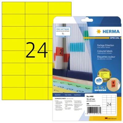 HERMA Etikett SPECIAL 4466 70x37mm gelb 480 St./Pack. HERMA Etikett SPECIAL 4466 70x37mm gelb 480 St./Pack.
