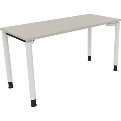 Schreibtisch Vierfuß Rundrohr B1400xT600xH680-820 ws/Lichtgrau