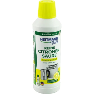 Heitmann Citronensäure pure flüssig biologisch abbaubar Flasche Kunststoff, 92 % recycelt 0,5l Heitmann Citronensäure pure flüssig biologisch abbaubar Flasche Kunststoff, 92 % recycelt 0,5l
