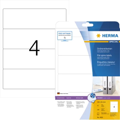 HERMA Ordneretikett Special 4826 192x61mm sk weiß 100 St./Pack. HERMA Ordneretikett Special 4826 192x61mm sk weiß 100 St./Pack.