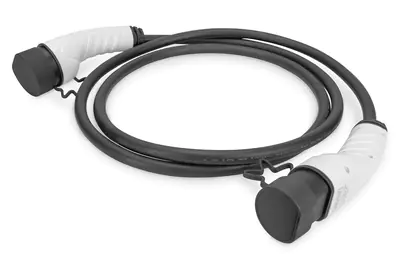 DIGITUS - Verlängerungsnetzkabel - IEC 62196 Type 2 männlich Schutzkappe zu IEC 62196 Type 2 weiblich Schutzkappe - 7.5 m - Schwarz - einphasig