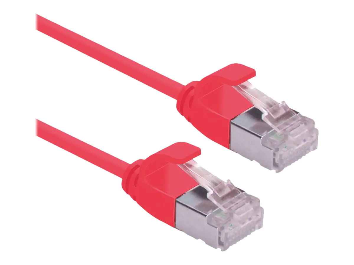 Roline Green - Patch-Kabel - RJ-45 (M) zu RJ-45 (M) - 15 cm - 3.6 mm - U/FTP - CAT 6a - halogenfrei, geformt, ohne Haken, verseilt, 10 Gigabit ethernet - Rot, Pantone 199C