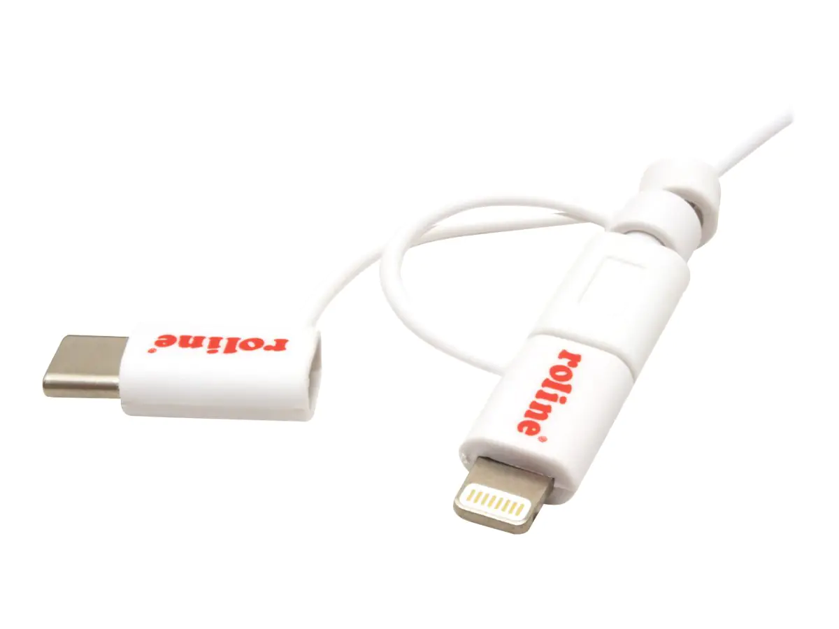 Roline - USB-Kabel - USB (M) zu Lightning/Micro-USB Type B/USB-C (M) - USB 2.0 - 1 m - weiß Roline - USB-Kabel - USB (M) zu Lightning/Micro-USB Type B/USB-C (M) - USB 2.0 - 1 m - weiß