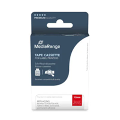 MEDIARANGE Schriftbandkassette weiß auf rot 8m x 12mm