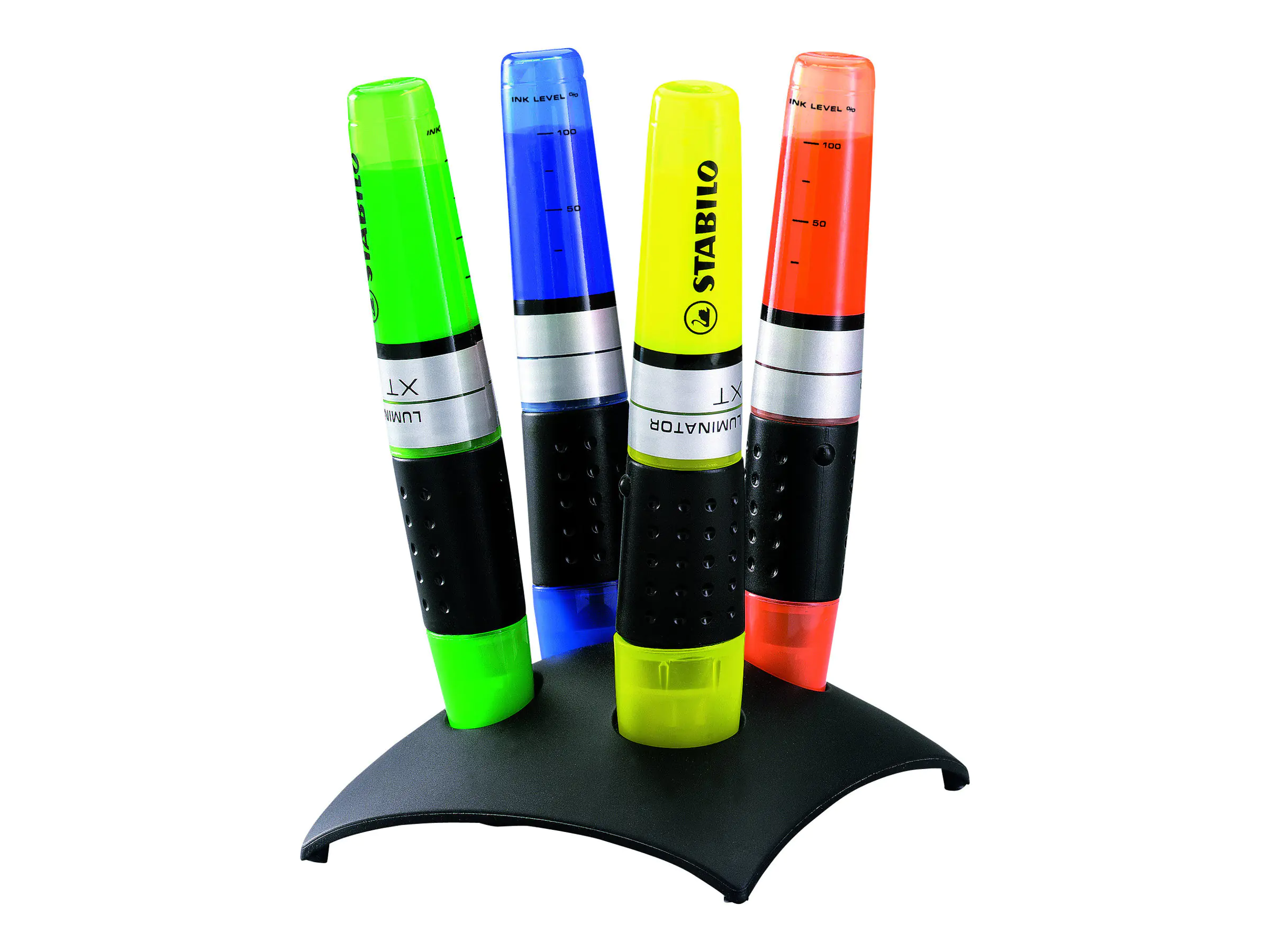 STABILO LUMINATOR - Textmarker - fluoreszierend orange, fluoreszierend gelb, fluoreszierend grün, Fluorescent Royal Blue - wasserbasierte Tinte - 2-5 mm (Packung mit 4) 7104-2