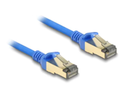 Delock - Patch-Kabel - RJ-45 (M) zu RJ-45 (M) - 30 cm - 4.9 mm - F/FTP - CAT 8.1 - halogenfrei, ohne Haken - Blau