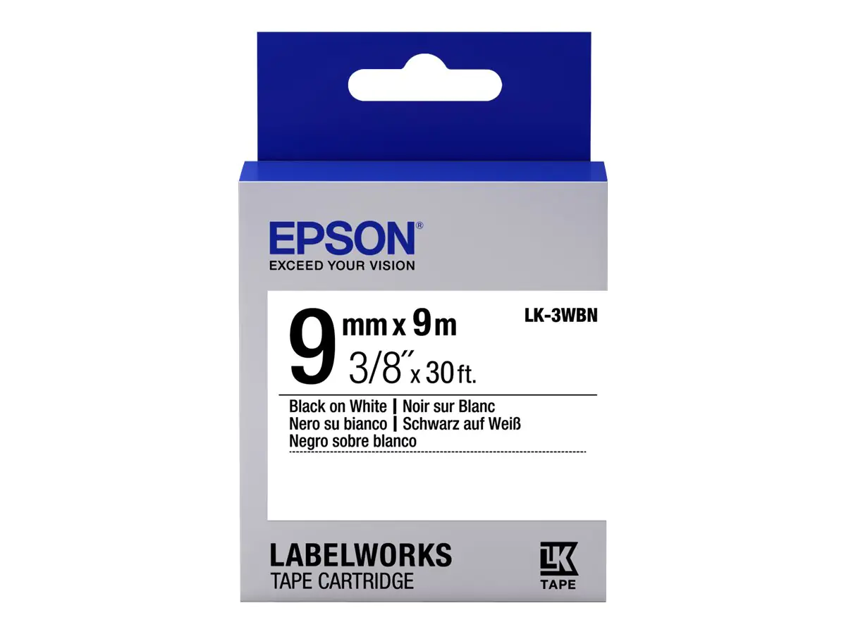 Epson LabelWorks LK-3WBN - Schwarz auf Weiß - Rolle (0,9 cm x 9 m) C53S653003