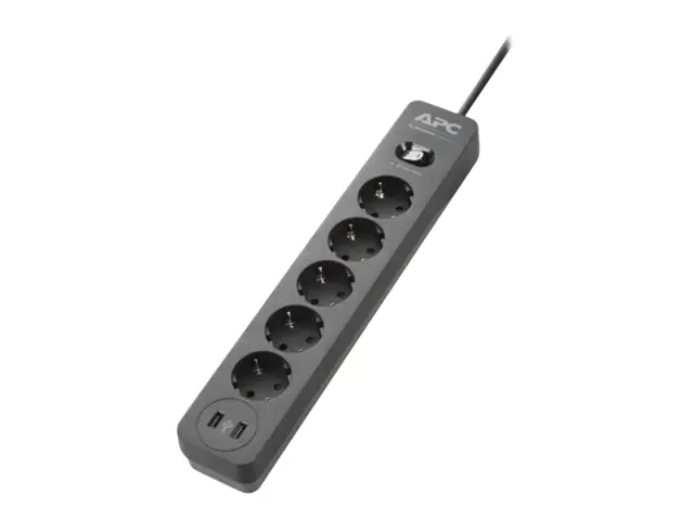 APC Essential Surgearrest PME5U2B - Überspannungsschutz - Wechselstrom 220/230/240 V - 2300 Watt - Ausgangsanschlüsse: 5 - 1.52 m Schnur - Deutschland - Schwarz