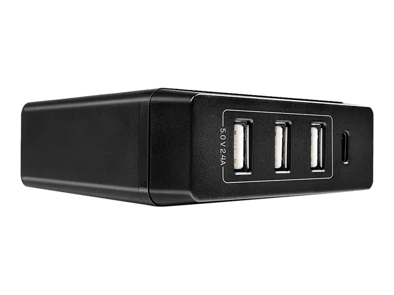 Lindy - Netzteil - 72 Watt - 3 A - PD 3.0 - 4 Ausgabeanschlussstellen (3 x USB Typ A, 24 pin USB-C) - Schwarz
