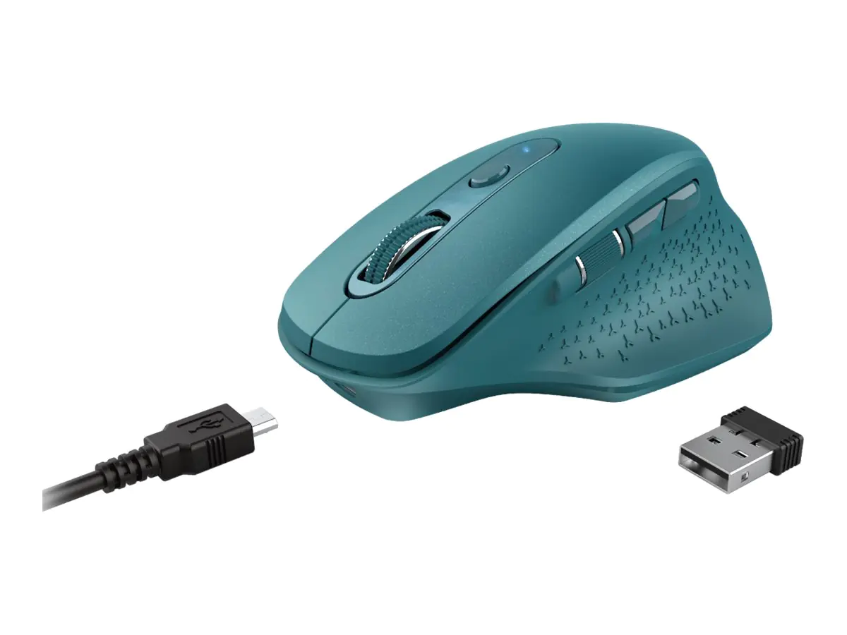 Trust Ozaa - Maus - ergonomisch - 6 Tasten - kabellos - kabelloser Empfänger (USB) - Blau