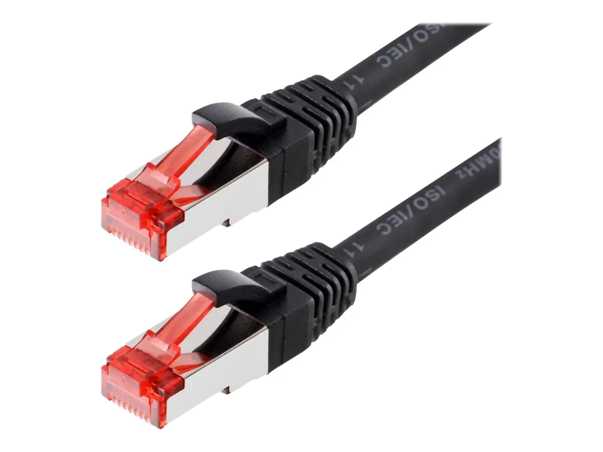 Helos - Patch-Kabel - RJ-45 (M) bis RJ-45 (M) - 20 m - SFTP, PiMF - CAT 6 - halogenfrei, geformt, ohne Haken - Schwarz