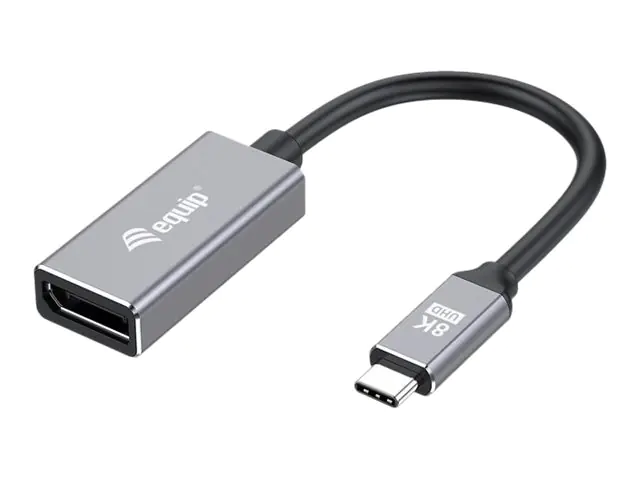 Equip - Videoadapter - 24 pin USB-C (M) zu DisplayPort (W) - DisplayPort 1.4 - 15 cm - unterstützt 8K 30 Hz (7680 x 4320) - Grau Equip - Videoadapter - 24 pin USB-C (M) zu DisplayPort (W) - DisplayPort 1.4 - 15 cm - unterstützt 8K 30 Hz (7680 x 4320) - Grau