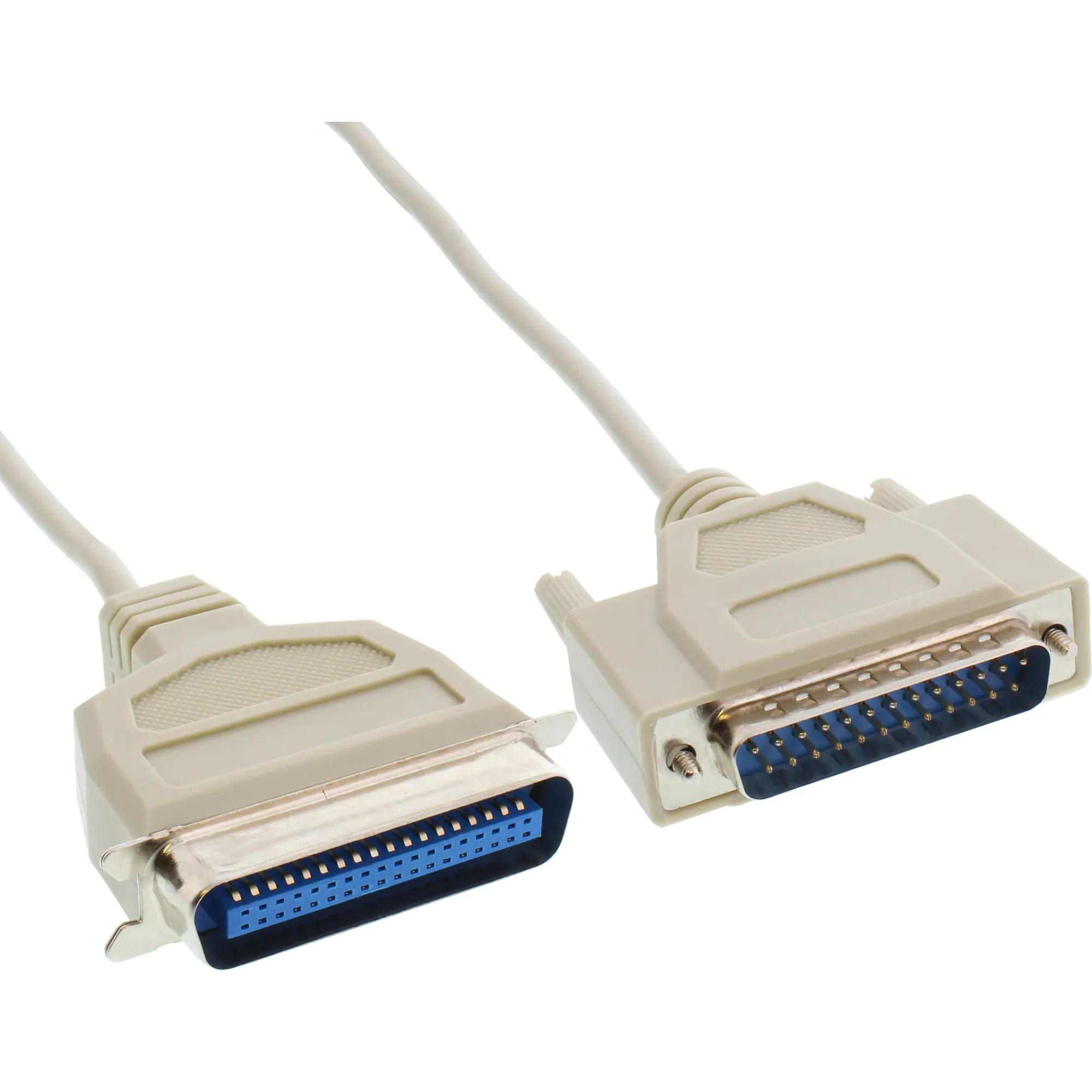 InLine - Druckerkabel - Centronics 36-Polig (M) zu DB-25 (M) - 2 m - Daumenschrauben - beige