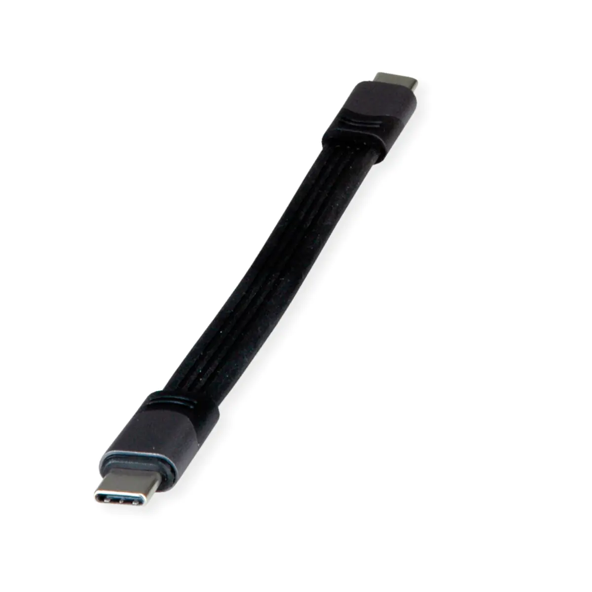 Roline - USB-Kabel - 24 pin USB-C (M) zu 24 pin USB-C (M) - USB4 Gen3x2 - 20 V - 5 A - 15 cm - flach, USB-Stromversorgung (100 W), bis zu 40 Gbps Datentransferrate, E-marker - Schwarz