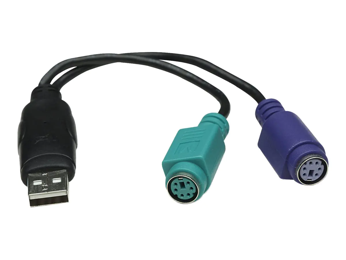 Manhattan USB-A to PS/2 Converter cable, 15cm, Male to Female, Black, Connects Two PS/2 Devices via One USB-A Port, Equivalent to Startech USBPS2PC, Three Year Warranty, Blister - Tastatur- / Maus-Adapter - PS/2 (W) zu USB (M) - 0.5 A - 19.5 cm