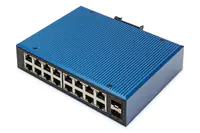 Digitus - Switch - industriell - unmanaged - 16 x 10/100/1000 + 2 x Gigabit SFP (Uplink) - an DIN-Schiene montierbar