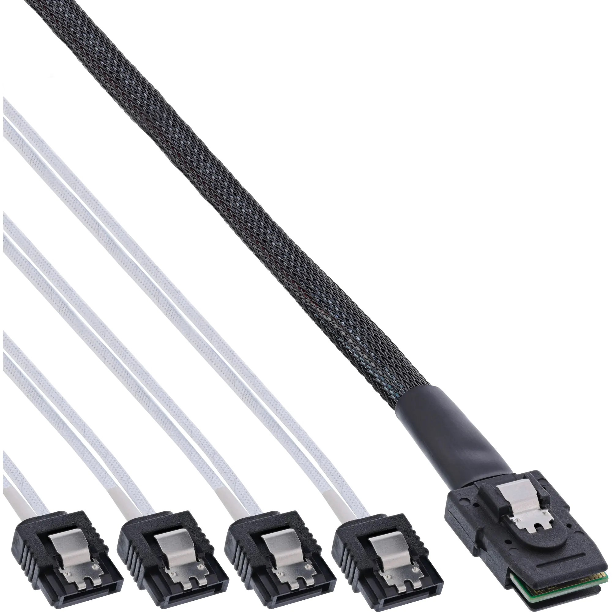 InLine - Internes SAS-Kabel - Serial ATA 150/300/600 - 4-Lane - 36 PIN 4iMini MultiLane zu SATA - 1 m - Rot