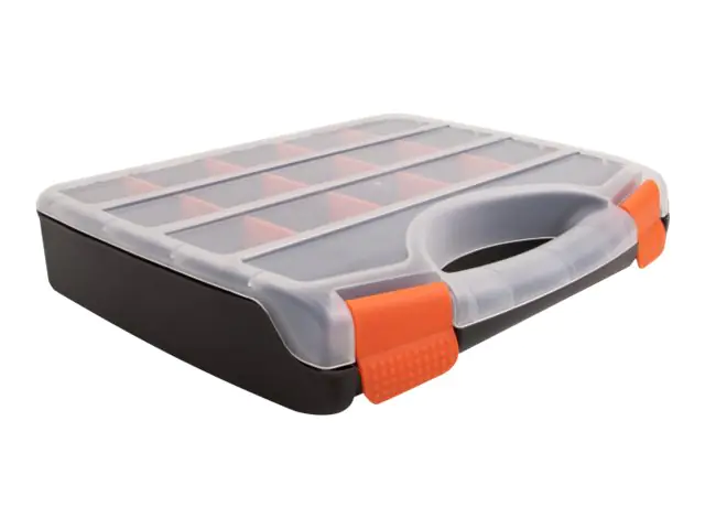 Delock - Werkzeugkiste - 17 Fächer - Kunststoff - Schwarz, orange