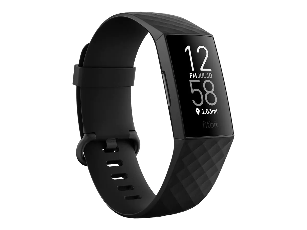 Fitbit Charge 4 - Schwarz - Aktivitätsmesser mit Band - Elastomer - schwarz - Handgelenkgröße: bis zu 247 mm - einfarbig - Bluetooth