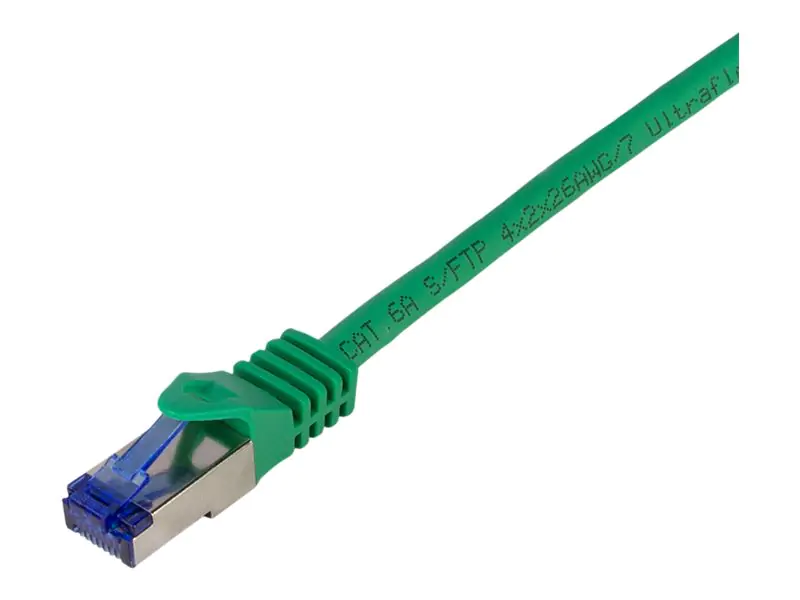 LogiLink Professional Ultraflex - Patch-Kabel - RJ-45 (M) zu RJ-45 (M) - 5 m - 6 mm - S/FTP - CAT 7 (Kabel) / CAT 6a (Anschlüsse) - halogenfrei, geformt, ohne Haken - grün, RAL 6024