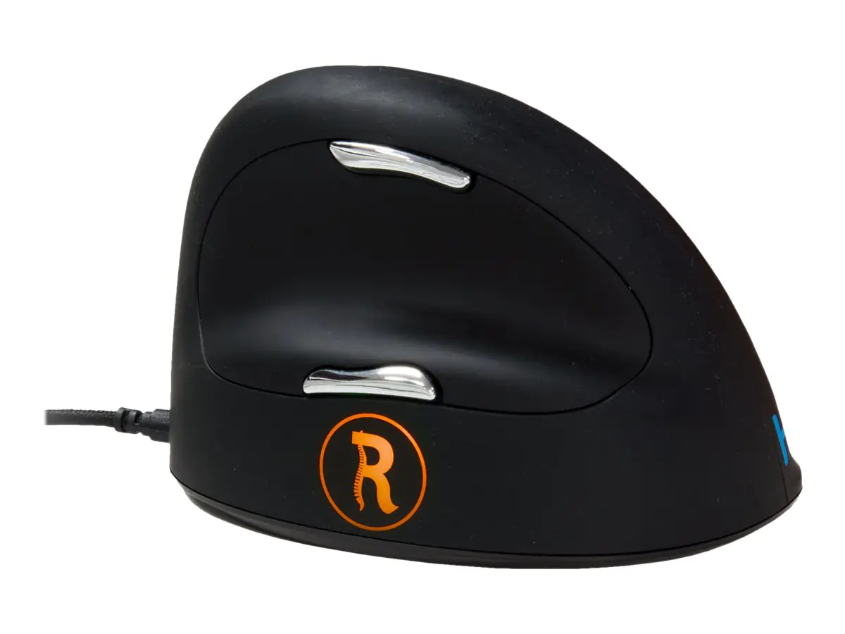 R-Go HE Mouse Break Ergonomische Maus, Anti-RSI-Software, Mittel (165-195mm), Kabelgebunden - Vertical mouse - ergonomisch - Für Rechtshänder - 4 Tasten - kabelgebunden - USB - Schwarz