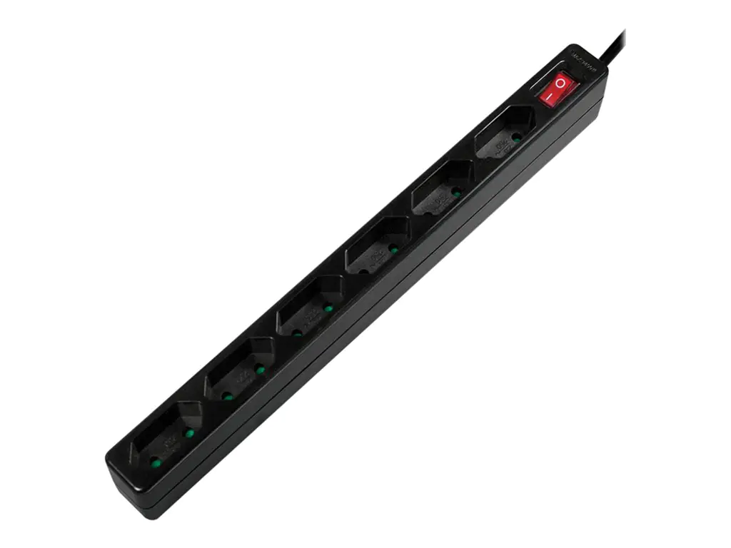 LogiLink - Slim - Steckdosenleiste - Wechselstrom 250 V - 3400 Watt - Ausgangsanschlüsse: 6 (6 x Eurostecker) - 1.5 m Schnur - Schwarz