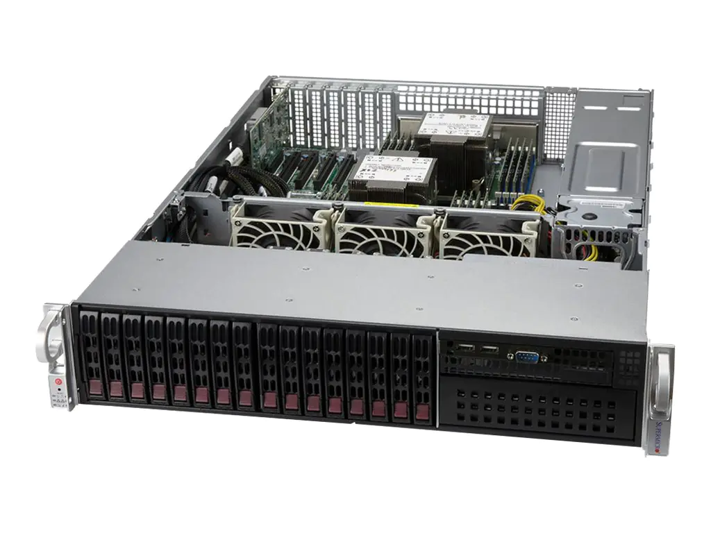 Supermicro Mainstream SuperServer 220P-C9R - Server - Rack-Montage - 2U - zweiweg - keine CPU - RAM 0 GB - SAS - Hot-Swap 6.4 cm (2.5") Schacht/Schächte - keine HDD - AST2600 - 1GbE - kein Betriebssystem - Monitor: keiner - Schwarz