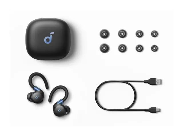 Soundcore Sport X20 - True Wireless-Kopfhörer mit Mikrofon - im Ohr - über dem Ohr angebracht - Bluetooth - aktive Rauschunterdrückung - Schwarz