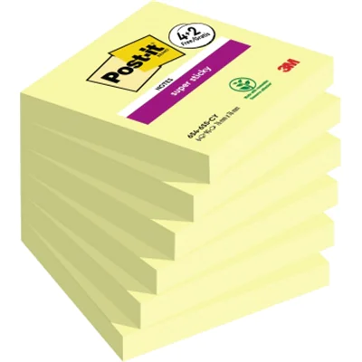 3M 7100259321, Quadratisch, Gelb, Papier, 76 mm, 76 mm, 90 Blätter 654-SSCY-P4+2