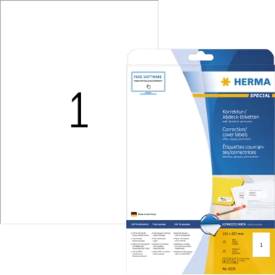 HERMA Etikett 4230 deckend 210x297mm weiß 25 St./Pack. HERMA Etikett 4230 deckend 210x297mm weiß 25 St./Pack.