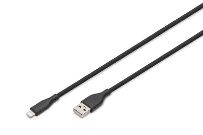 DIGITUS USB Silicone charging cable USB-A - Lightning 1m 2.0 12W black - Kabel - Digital/Daten