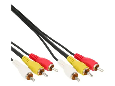 InLine - Video- / Audiokabel - Composite Video / Audio - RCA x 3 männlich zu RCA x 3 männlich - 50 cm - Schwarz