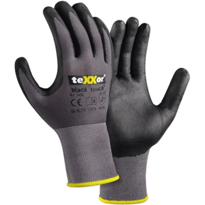 teXXor® Arbeitshandschuhe BLACK TOUCH® 9 Nylon/Spandex grau/schwarz