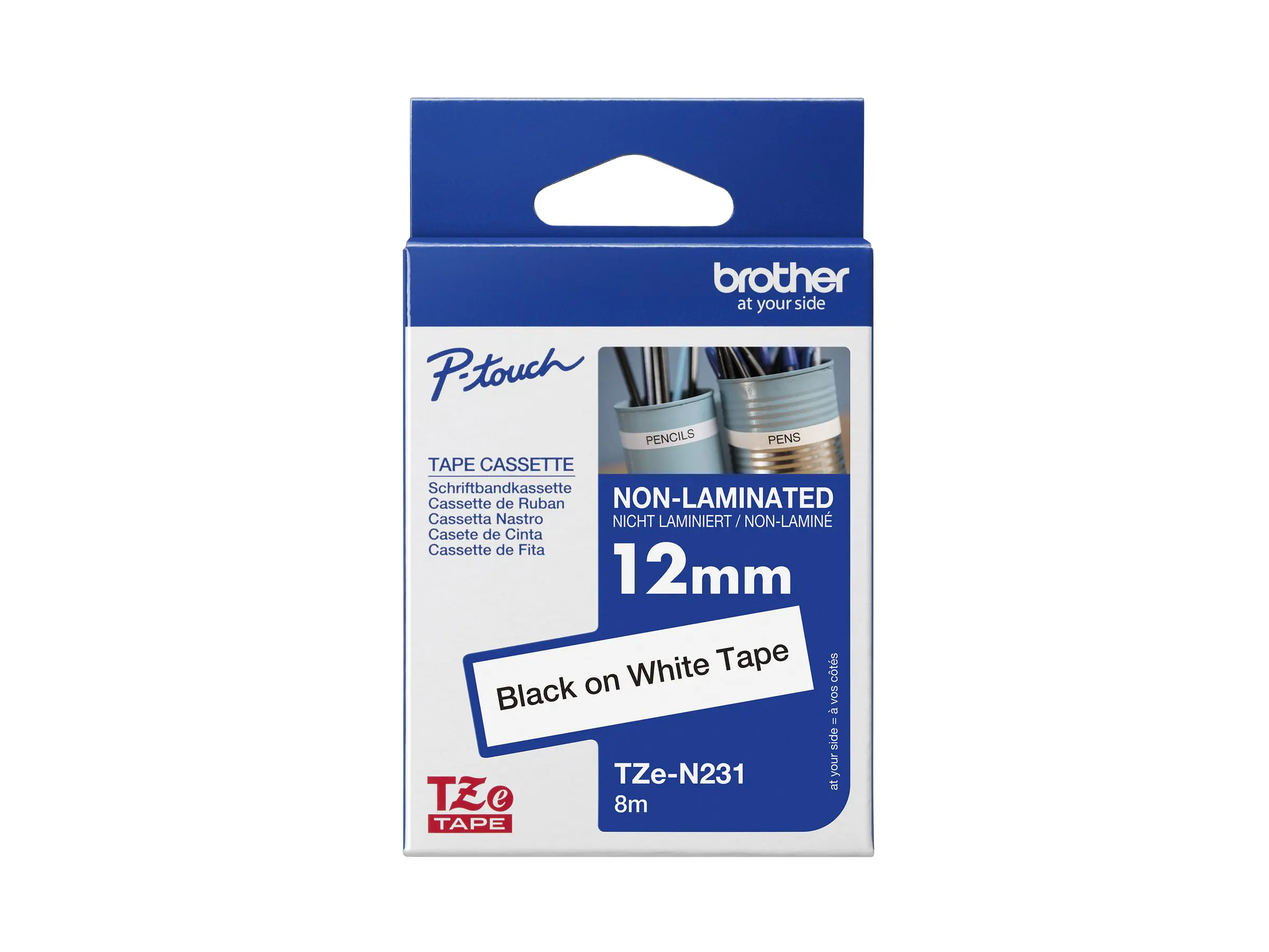 Brother TZe-N231 - Schwarz auf Weiß - Rolle (1,2 cm x 8 m) TZEN231