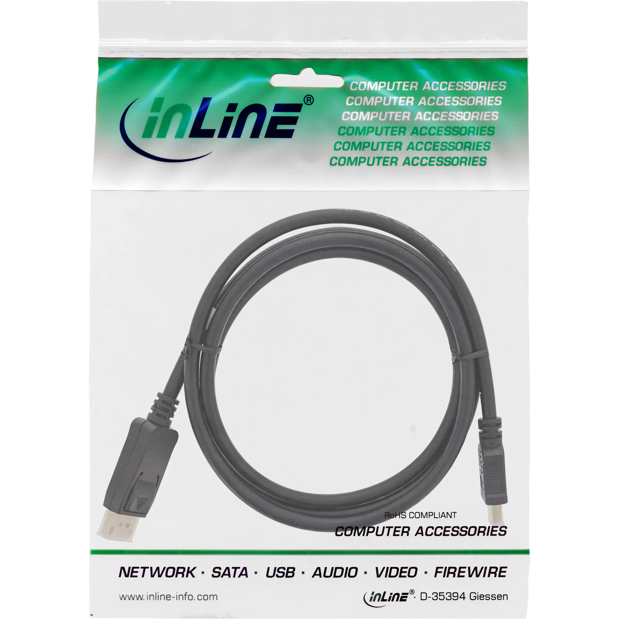 InLine - HDMI-Kabel - DisplayPort männlich zu HDMI männlich - 5 m - Schwarz