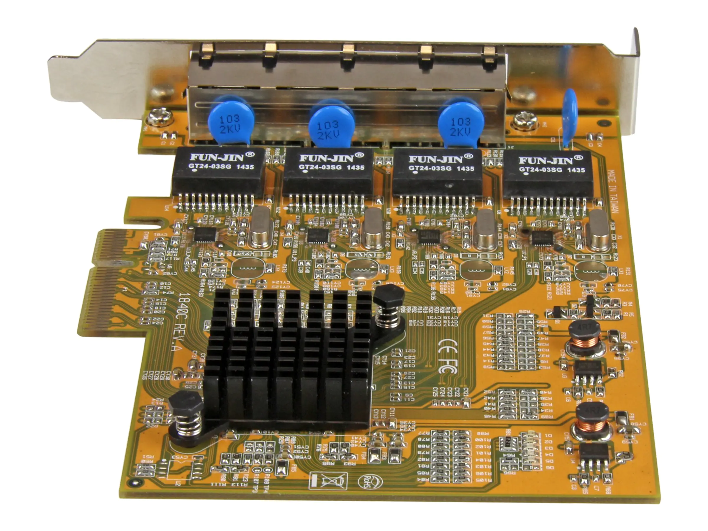 StarTech 4 Port PCIe Gigabit Netzwerkkarte - Quad Port PCI Express GbE NIC - Netzwerkadapter - PCIe - Gigabit Ethernet x 4 - Gelb