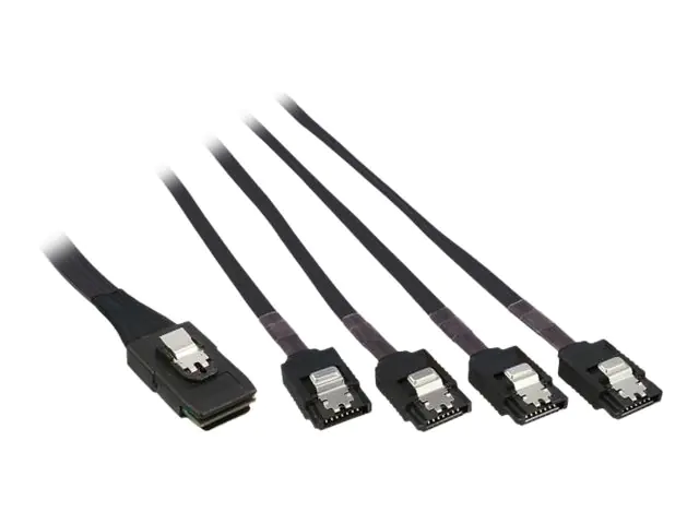 InLine - Internes SAS-Kabel - Serial ATA 150/300/600 - 4-Lane - 36 PIN 4iMini MultiLane zu SATA - 50 cm - Rot