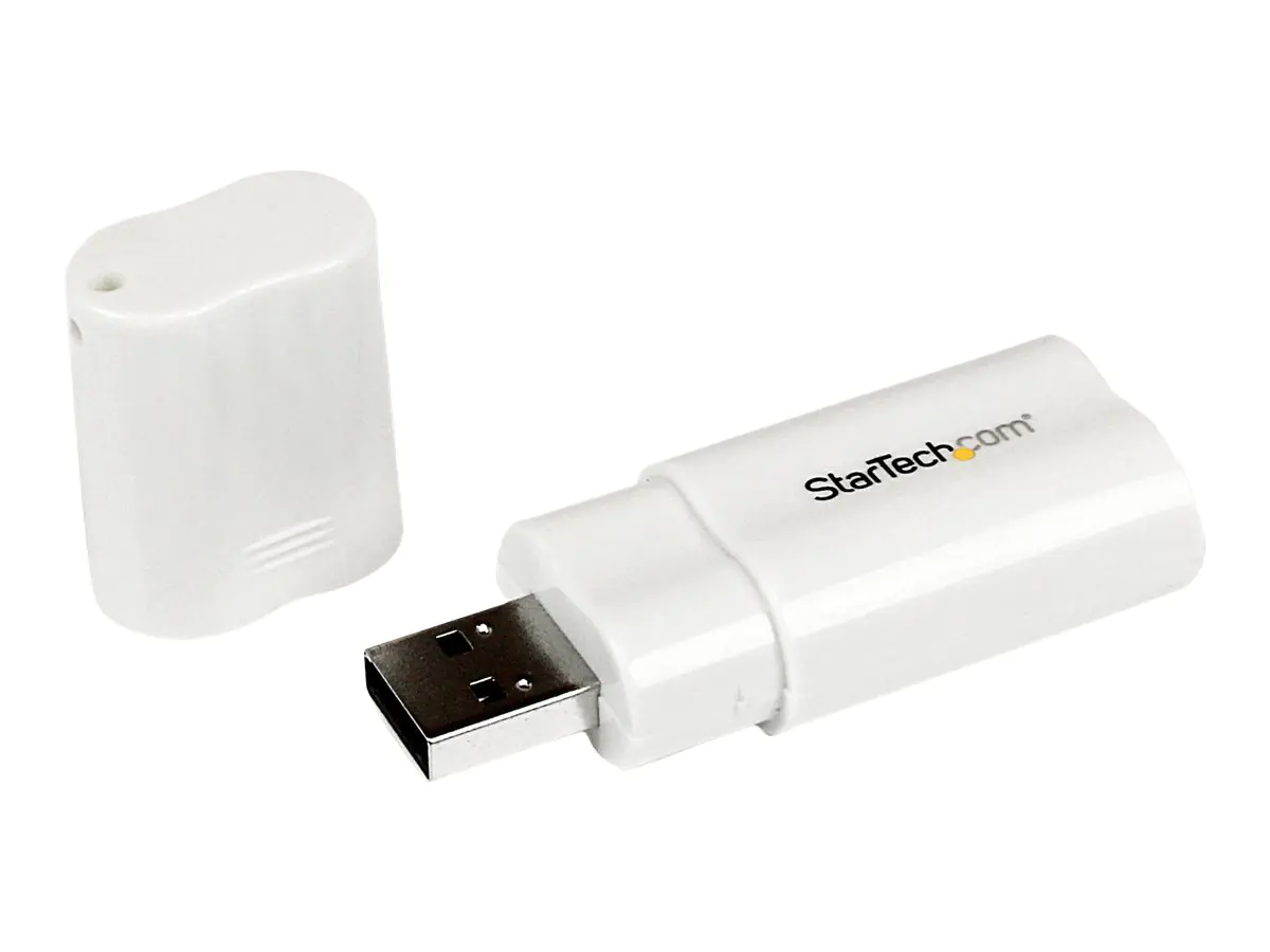StarTech USB Audio Adapter - USB auf Soundkarte in weiß - Soundcard mit USB (Stecker) und 2x 3,5mm Klinke extern - Soundkarte - Stereo - USB 2.0 - für P/N: MU15MMS, MU6MMS