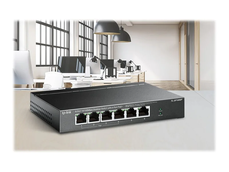 TP-Link TL-SF1006P - V1 - Switch - unmanaged - 6 x 10/100 (4 PoE+) - Desktop, wandmontierbar - PoE+ (67 W) TP-Link TL-SF1006P - V1 - Switch - unmanaged - 6 x 10/100 (4 PoE+) - Desktop, wandmontierbar - PoE+ (67 W)