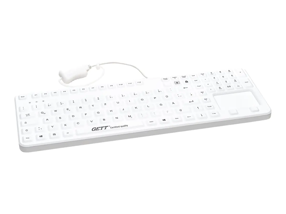 GETT CleanType Prime Touch+ Tastatur mit Touchpad USB - Schweiz - Weiß - KG26238