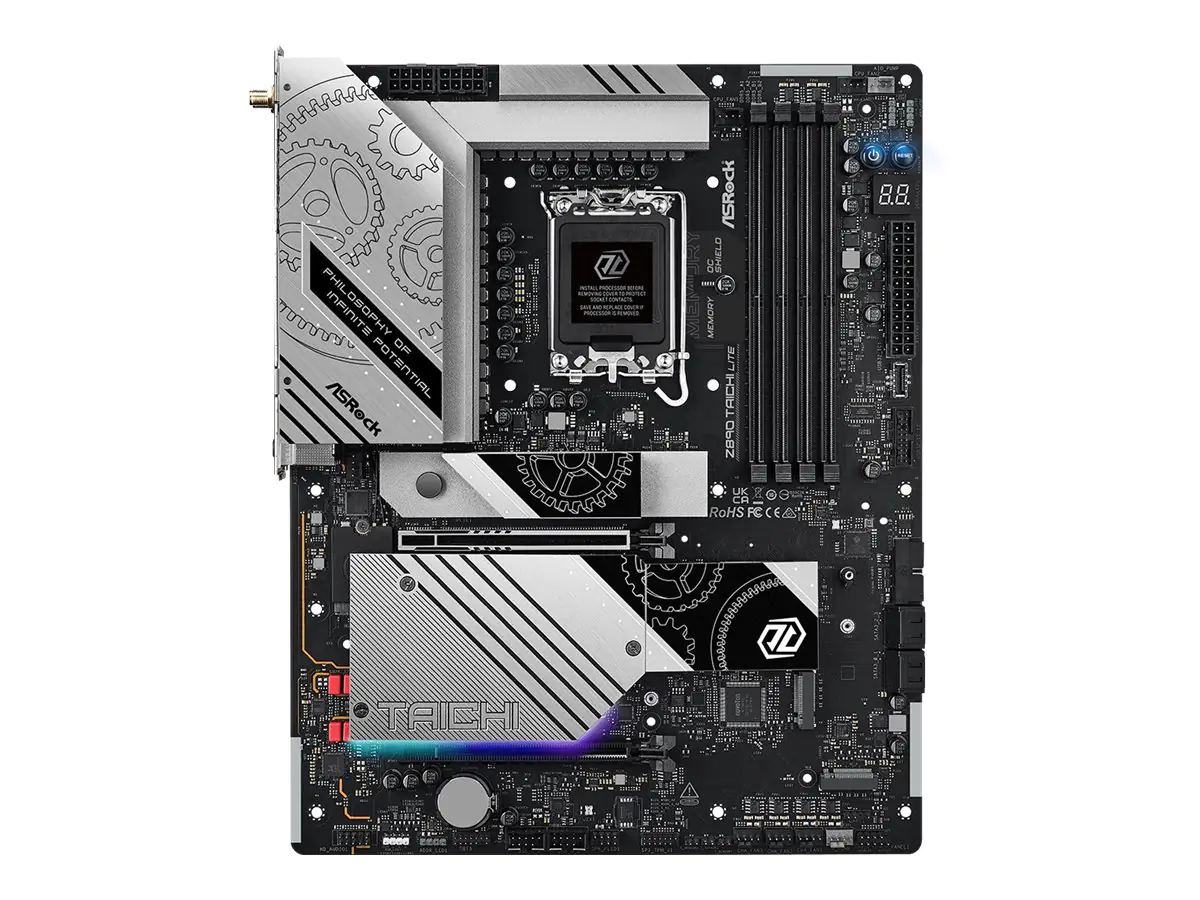 ASRock Z890 TAICHI LITE - Motherboard - ATX - LGA1851-Sockel - Z890 Chipsatz - USB4, USB-C 3.2 Gen 2x2, USB 3.2 Gen 1, USB 3.2 Gen 2 - 2.5 Gigabit LAN, 5 Gigabit Ethernet, Wi-Fi 7, Bluetooth - Onboard-Grafik (CPU erforderlich) - HD Audio (5.1-Channel)
