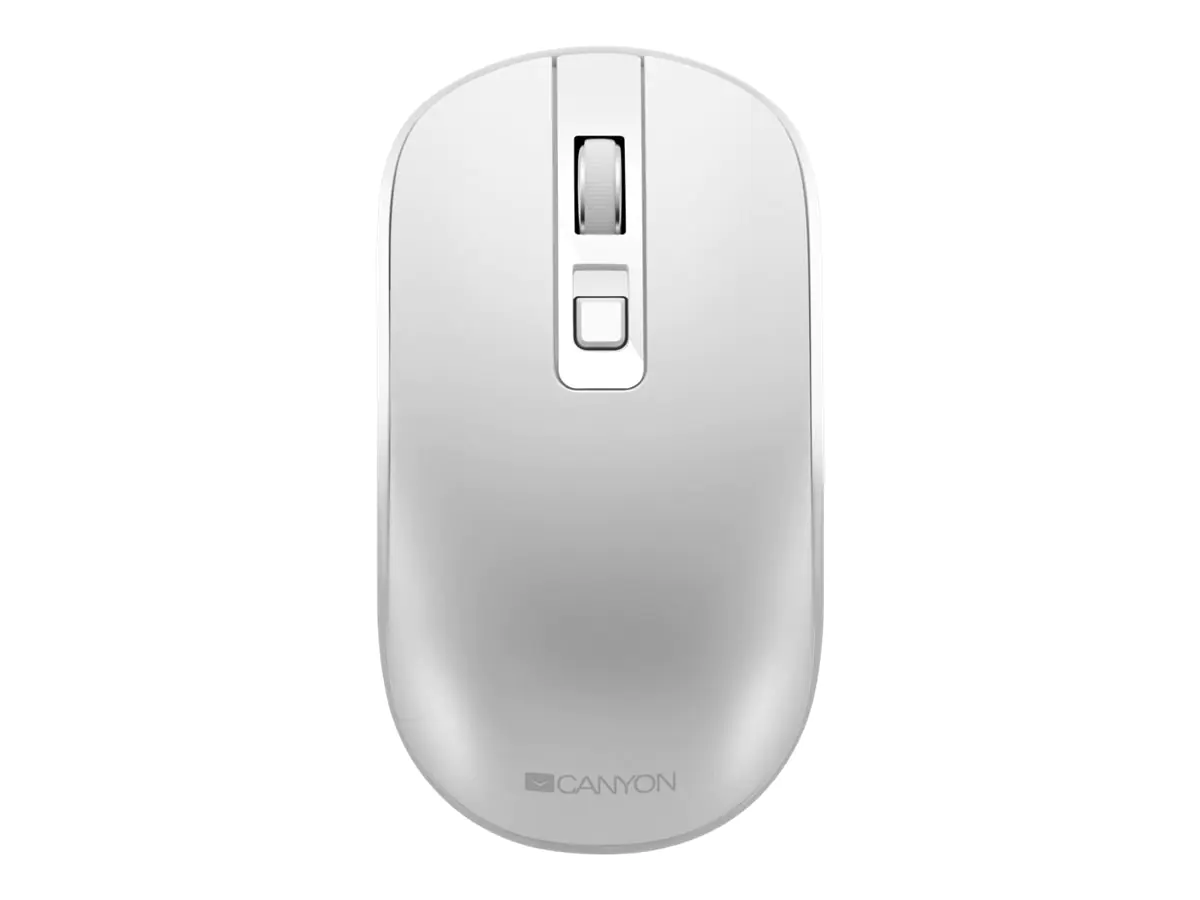 Canyon MW-18 - Maus - rechts- und linkshändig - optisch - 4 Tasten - kabellos - 2.4 GHz - kabelloser Empfänger (USB) - Pearl White - retail - Blister-Verpackung